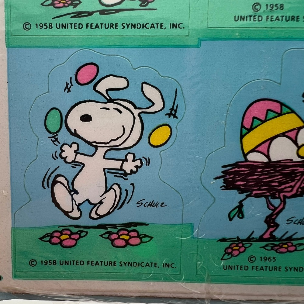 Vintage Hallmark Peanuts Easter Stickers Snoopy Sealed 4 Sheets NOS - Picture 3 of 6
